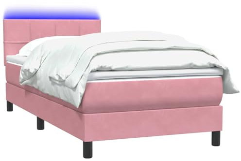 vidaXL Boxspringbett mit Matratze Rosa 100x220 cm Samt, Bett, Bettrahmen, Einzelbett, Schlafzimmermöbel, Lattenrost, Samtbett, Polsterbett