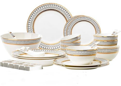NNYCC Piatti e Ciotole Set 30 Pezzi Porcellana Set Stoviglie E Graffi Resistente Set Stoviglie Luce Stile Lusso Porcellana Traslucido Lavastoviglie Microonde Sicuro