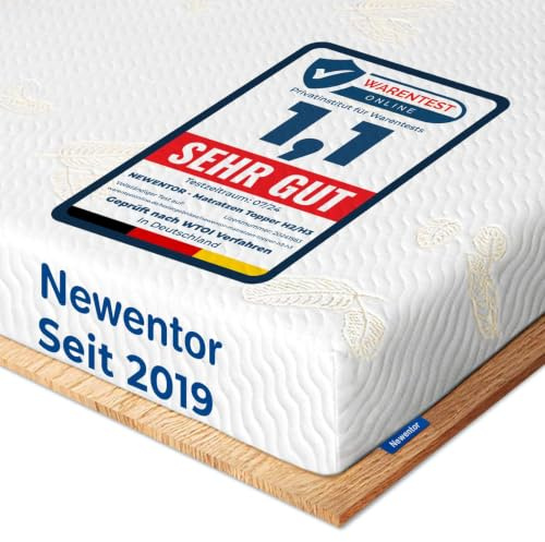 Newentor® Topper 200x200cm H2 H3, eingetragenes Design, Luxury Viscoschaum | 10 cm hoch, 2-in-1 Härtegrad Matratzen Topper, Öko-Tex, waschbarer Bezug, für Matratze, Boxspringbett, Schlafsofa