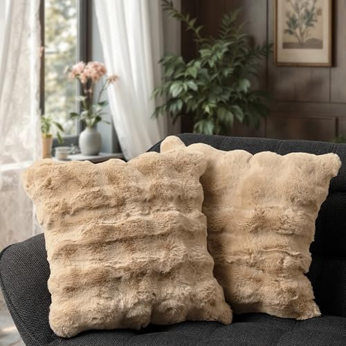 Paco Home 2er Set Deko Wohnzimmer Kissen Boho Kissenbezug Aesthetic Kopfkissen Sofakissen Modern Kissenhülle Waschbar, Farbe:Beige, Sets:2pcs-Set