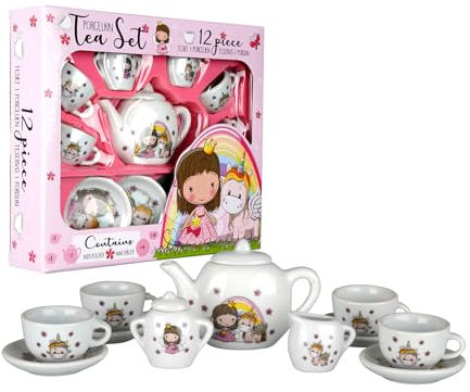 Barbo Toys - Teeservice Spielset - Lillie & Ellie Teeset Set - 12-teiliges Porzellan-Teeset - Kinderküche Rollenspiel - Teeparty für Kinder