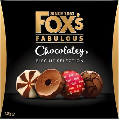 Fox's Fabulously Chocolatey 365g Luxury Biscuit Selection Box, Perfect for Xmas Gifts, Biscuit Gifts, Chocolate Biscuit, Box of Biscuits, Cookies, Milk Chocolate, Dark Chocolate Biscuits (1 Box)