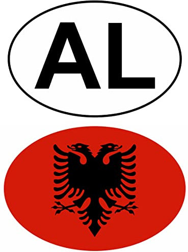 Daged Albanien Aufkleber Auto Auslandskennzeichen 2 Stück Sticker - Länderkennung Urlaub AKZ