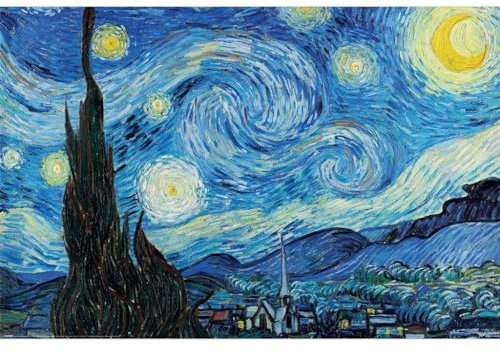 VINCENT VAN GOGH - Poster Sternennacht, Blau/Gelb, 91,5 cm x 61 cm x 0,1 cm