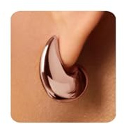 MUMREUES Rose Gold Earrings for Women Waterdrop Chunky Teardrop Earings Drop Earring Stud Earing Trendy Hypoallergenic Waterproof Dainty Minimalist Simple Studs Jewelry Gift for Her