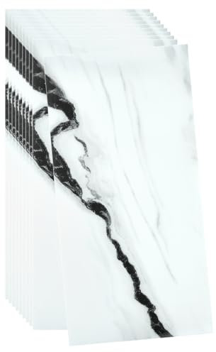 sourcing map 10pcs Peel and Stick Wall Panels 23.6 x 11.8 Skin Feel Brick Wallpapers (19.4 Sq. Ft. / 1.8 Sq.m. Coverage) Marble Tiles Adhesive Backsplash, Black Crack White