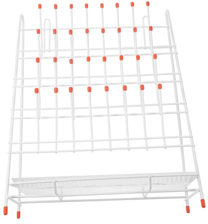 JUMPLAWN Labor Abtropfgestell Aus Eisen Mit 32 Fächern Rostbeständig Platzsparend Für Reagenzgläser Und Laborflaschen Mit Schützender Beschichtung Für Sauberes Trocknen