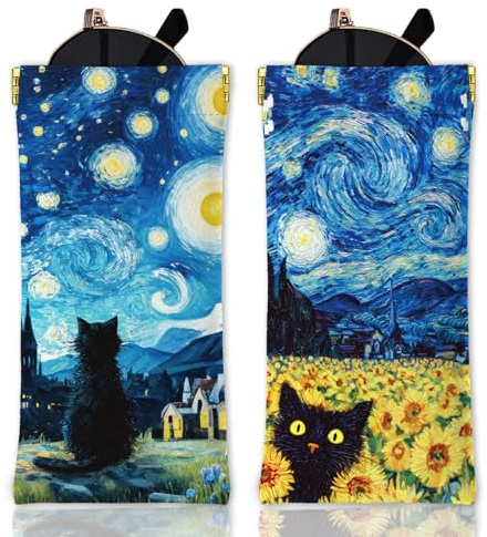 GLOBLELAND 2 Stück Tiere Weiches Brillenetui Brillentasche Aus PU Leder Mit Quetschverschluss Tragbare Kratzfeste Sonnenbrillentasche Für Uhren Telefone Make Up Pinsel