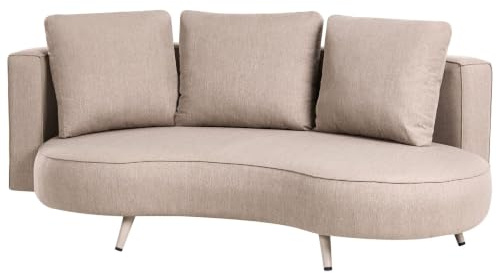 Beliani Left-Hand 3 Seater Garden Sofa with Cushions Olefin Upholstery Water-Repellent UV Resistant Kidney-Shaped Beige Parori
