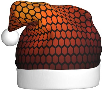 Juxweku Weihnachtsmütze Sechseckiges Orange Nikolausmütze Weihnachtsmann Mütze fur Erwachsene Herren Damen Festliche Partys Weihnachtszubehör