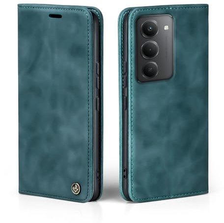 LBH Handyhülle für Xiaomi Redmi 15/15 5G in Petrol Blau mit Karten- und Geldfach Smartphone Hülle mit Standfunktion Flip Case Schutzhülle Magnetverschluss Vintage