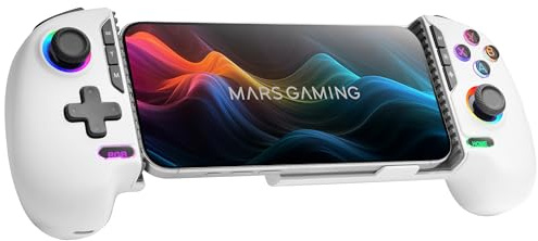 Mars Gaming MGPXPRO, Gamepad Bluetooth 5.0 2in1, Supporto Smartphone fino a 7, Joystick e Grilletto Magnetici Hall Effect, Pulsanti Macro e Turbo, PS4|Switch|Switch 2|PC|Android|iOS 13.0+, Bianco