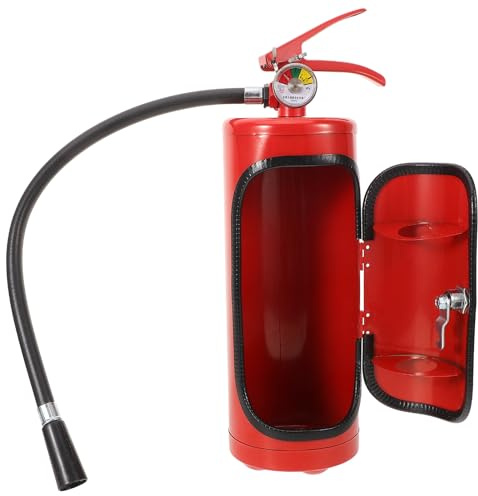 OSOLADY Caja Forma de Extintor de Incendios y Diseño Elegante Material Hierro Resistente para Almacenamiento de Whisky y Copas de Vino para Casa o Eventos