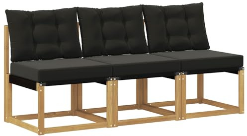 vidaXL 3 Stück Outdoor Mittelsofa, Akazienholz Balkonmöbel, modernes, Robustes Lounge-Set für vielseitige Garten-Nutzung, wetterfest und schick