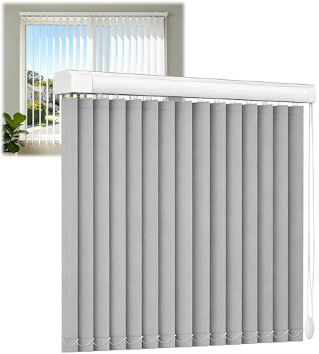 Vertical Blinds for Sliding Glass Doors, 50% Blackout Large Windows Blind 60 80 120 150 180 210 250 300 cm, Privacy Shades Vertical Blinds for Patio Door Home(Grey,90cmWx130cm)