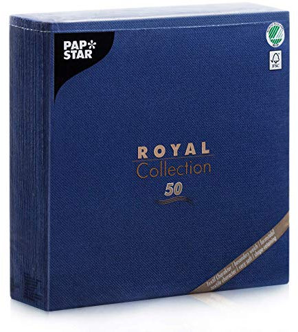 Papstar, 50 Servietten ROYAL Collection 1/4-Falz 48 cm x 48 cm dunkelblau, #11575