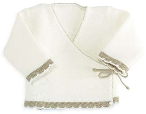Trois Kilos Sept Bébé-1600 Brassière Bébé en Point Mousse Blanche et Beige, Multicolore (Blanc, 0 M Baby_Product