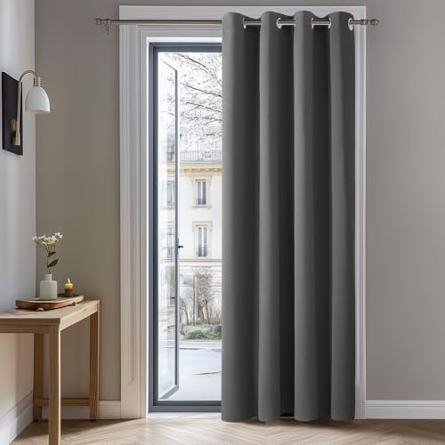 Deconovo Verdunkelungsvorhang Ösen Gardinen Kinderzimmer Blickdicht Ösenschal Dicke Thermogardine Kälteschutz warm Hitzeschutz, 280x140 cm(HöhexBreite), Hellgrau, 1 Stück