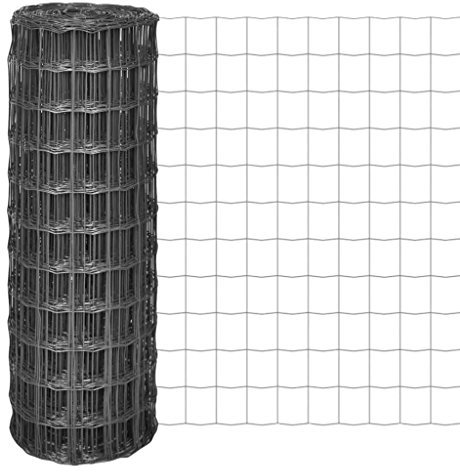 Tidyard Gartenzaun Maschendraht Schweißgitter Gitterzaun Wildzaun 10 x 0,8 m mit 100 x 100 mm Maschenweite PVC-Beschichtet Stahldraht Grau