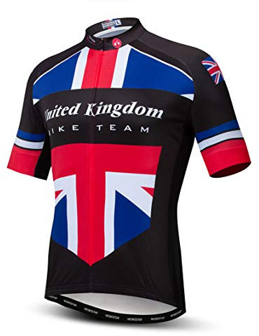 Cycling Jersey Mens Bike Tops MTB Jersey Zip Mountain Road Clothing Bicycle Riding top Breathable Summer Pro Team Sports Racing Cycle Jersey for Male Sportswear Polyester UK Black Size XXXL