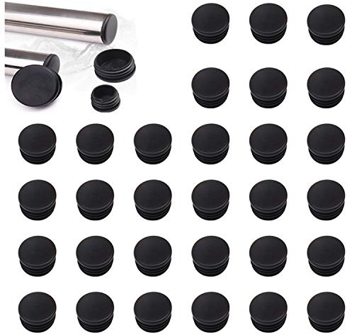 YouU 25mm Round Tubing Black Plastic Plug End Cap Fence Post Pipe Cover Tube Chair Glide Insert Finishing Plug 30 Pcs