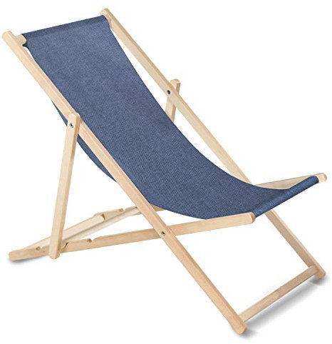Green Blue Liegestuhl Sonnenliege Klappbar aus Buchholz ohne Armlehne Sonnenliege Gartenliege Liege (Blau Melange)