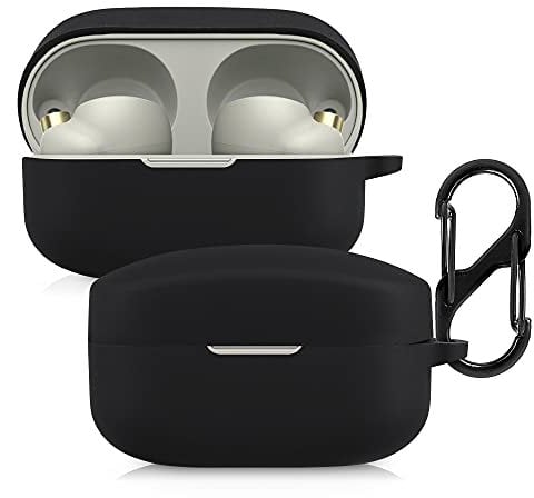 kwmobile Case Compatible with Sony WF-1000XM4 Case - Silicone Cover Holder for Earbuds - Black