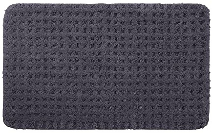 PANA® Flauschiger Badvorleger (50 x 80 cm) • Badezimmerteppich aus weichen Mikrofasern • Rutschfester & waschbarer Badteppich • Badematte • Duschvorleger • Farbe: Anthrazit