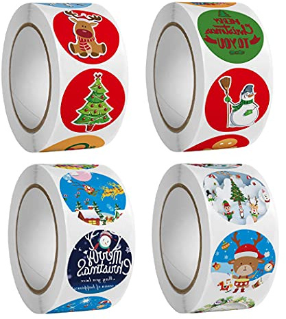 Pegatinas de Navidad 2000Pcs Etiquetas Adhesivas Navidad Etiquetas Adhesivas Redondas Pegatinas de Regalo,para Sobres, hecho a mano, Cajas de Embalaje, Decoraciones Navideñas