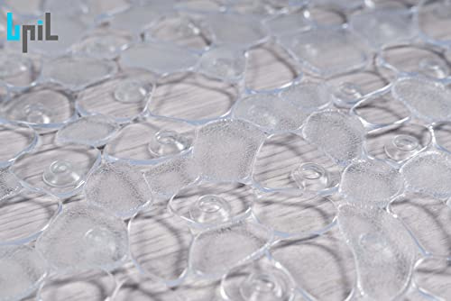 BPIL Vinyl Non-Slip Bathtub Mat Anti-Bacterial Shower Mat,Extra Long,100*40CM/16''*38'', Powerful Suction Cup Gripping,Machine Washable, Phthalate free, Latex Free(Clear) (36X69CM)