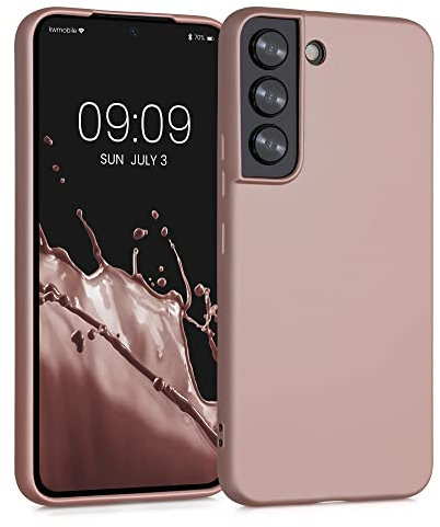 kwmobile Case kompatibel mit Samsung Galaxy S22 Hülle - Schutzhülle aus Silikon metallisch schimmernd - Handyhülle Metallic Rosegold