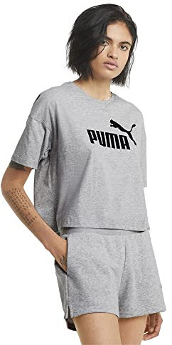 PUMA Damen Essentials kurzgeschnittenes Logo T-Shirt, Grau-Light Gray Heather, X-Groß