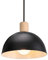 iDEGU Ø20cm Hängelampe Retro E27 LED Hängeleuchte Moderne Skandinavisch Deckenleuchte aus Metall Holz Pendelleuchte für Schlafzimmer Esszimmer Küche Restaurant (Schwarz, 1 Stück)