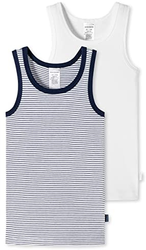 Schiesser Jungen 2 Pack Unterhemd Feinripp Bio Baumwolle Multipack - 100% Organic Cotton - Größe 92 bis 140