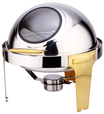Chafing Dish Buffet Roll Top Chafing Dish Stainless Steel Round Food Pan Keeps Food Warm For Long Time Best For Appetizers (Color : Gold, Size : 46x46x49cm)