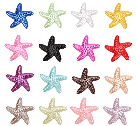200 Stück Flatback Resin Starfish Mixed Charms, Harz Flatback Slime Beads Making Supplies für DIY Scrapbooking Crafts Pearl Sticker Handy Dekorationsmaterial