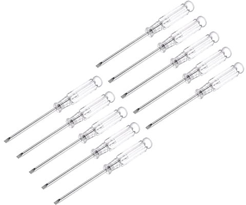 sourcing map Mini Slotted Screwdriver, 3.0mm Flat Head with Clear Handle for Small Appliances, 10 Pcs