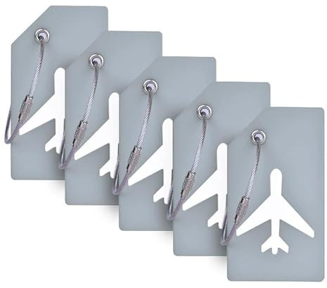 5Pack Silicone Luggage Tag with Name ID Card to Quickly Spot Suitcase Grey