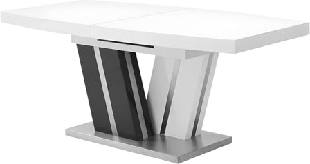 Vente-unique-Esstisch ausziehbar - 6 bis 8 Personen - MDF lackiert - Grau & Weiß - Noami II