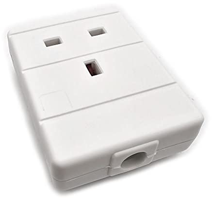 Self Wire Trailing Socket 13-Amp UK 3-Pin Type-G White Low profile. Extension Lead Socket Replacement, Electrical Component