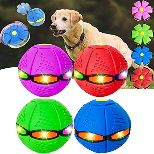 Lot de 4 balles soucoupes Volantes pour Chien, Jouet pour Chien, Balle Soucoupe Volante pour Chien, Balle Soucoupe Volante pour Animal de Compagnie (Trois lumières)