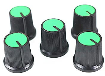 SCHIK 10 Stück 6 mm Schaftlochdurchmesser Gewinde gerändelte Potentiometer grüne Knöpfe Kappen