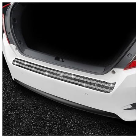 JNNJ Bling Garde D'entrée de Porte de Coffre de Autocollant, Diamant Bande de Seuil de Porte Arrière de Voiture de Dame, Autocollant de Protection de Anti-Rayures pour Coffre de Voiture(Noir)