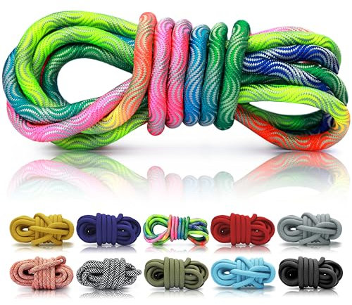 Ganzoo © PPM Seil 20 Meter, Tauseil, Hunde-Leine, Halsband, Takeln, Polypropylen Multifilem Rope, 10mm Stärke, Wave Rainbow