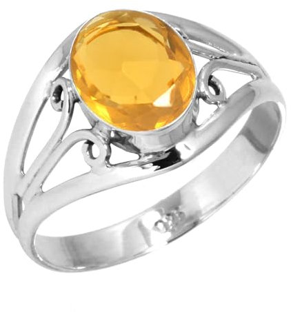 Citrin Quarz Frau Schmuck 925 Sterling Silber Ring Größe 66 (21.0) (99052_CIT_R128)
