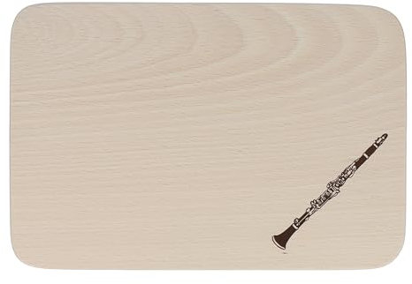 Schneidebrett aus Buchenholz mit musikalischen Motiven (Klarinette)