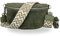 BRISE Bauchtasche Damen Echtes Wildleder SAHEL Handgemachte Umhängetasche Crossbody Bag Hüfttasche mit Ledergurt + Optionalen Breiten Gemusterten Riemen Gürteltasche Made in Italy (Khaki 2)