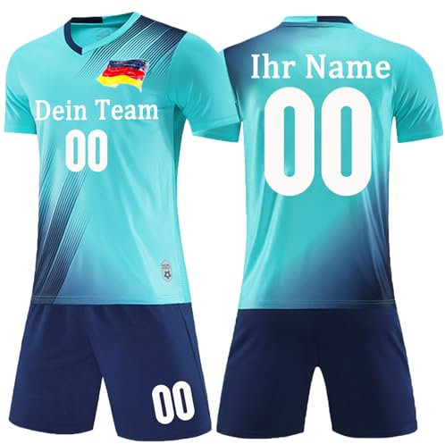 OPUTWDF Personalisiertes Fußball Trikot Kinders Erwachsene Fusstball Shorts&Trikots mit Namen Nummer Football Trikot