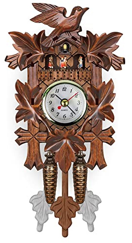 Asudaro Kuckucksuhr Geschnitzt Quarz Uhr Kuckuckuhr Vintage Kuckuck Wanduhr Vogelhaus Uhr Wanddekoration Modern Pendeluhr für Haus Schlafzimmer Wohnzimmer Büro Typ 15