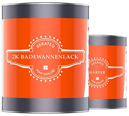 BEKATEQ Badewannenlack 2,5kg in Perlweiß, Badewannenbeschichtung glänzend, 2K PU Badewannenfarbe - für Acryl, Emaille, GFK, Waschbecken, Duschtasse, Duschwanne, Wand- und Bodenfliesen Lack LS-410